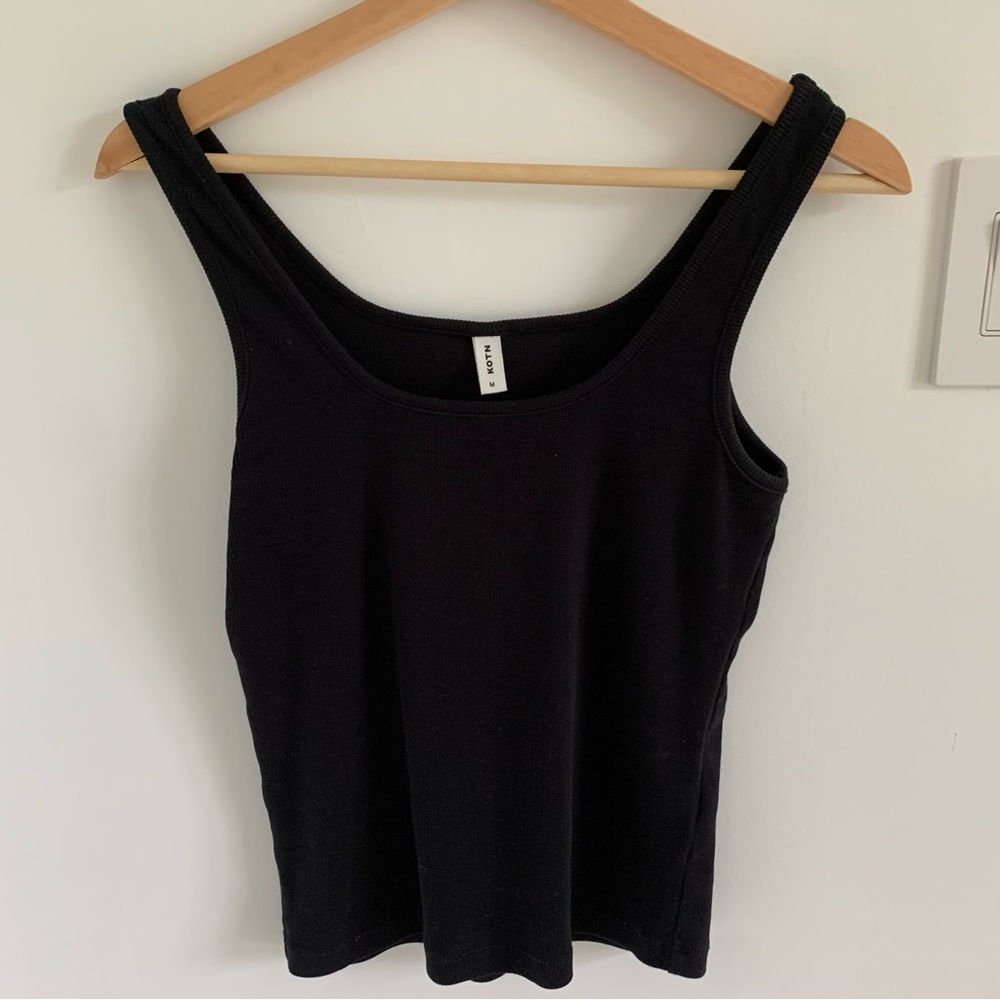 KOTN Black Ribbed Tank Top